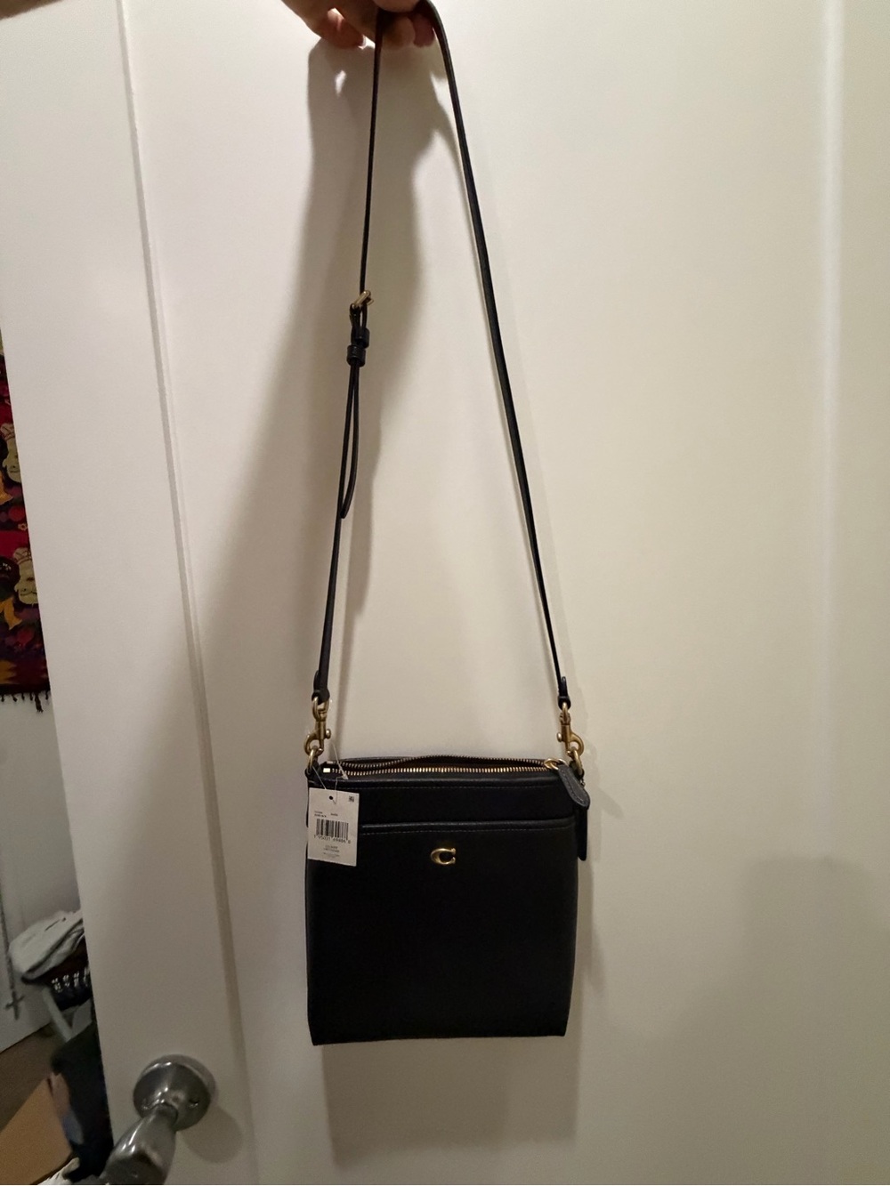 Coach Black Leather Crossbody with Gold Hardware